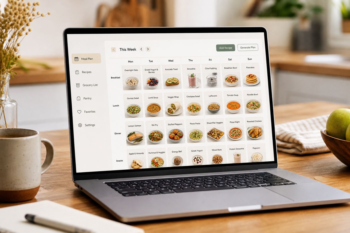 Személyes fiók a kész étrenddel és letölthető PDF-fel